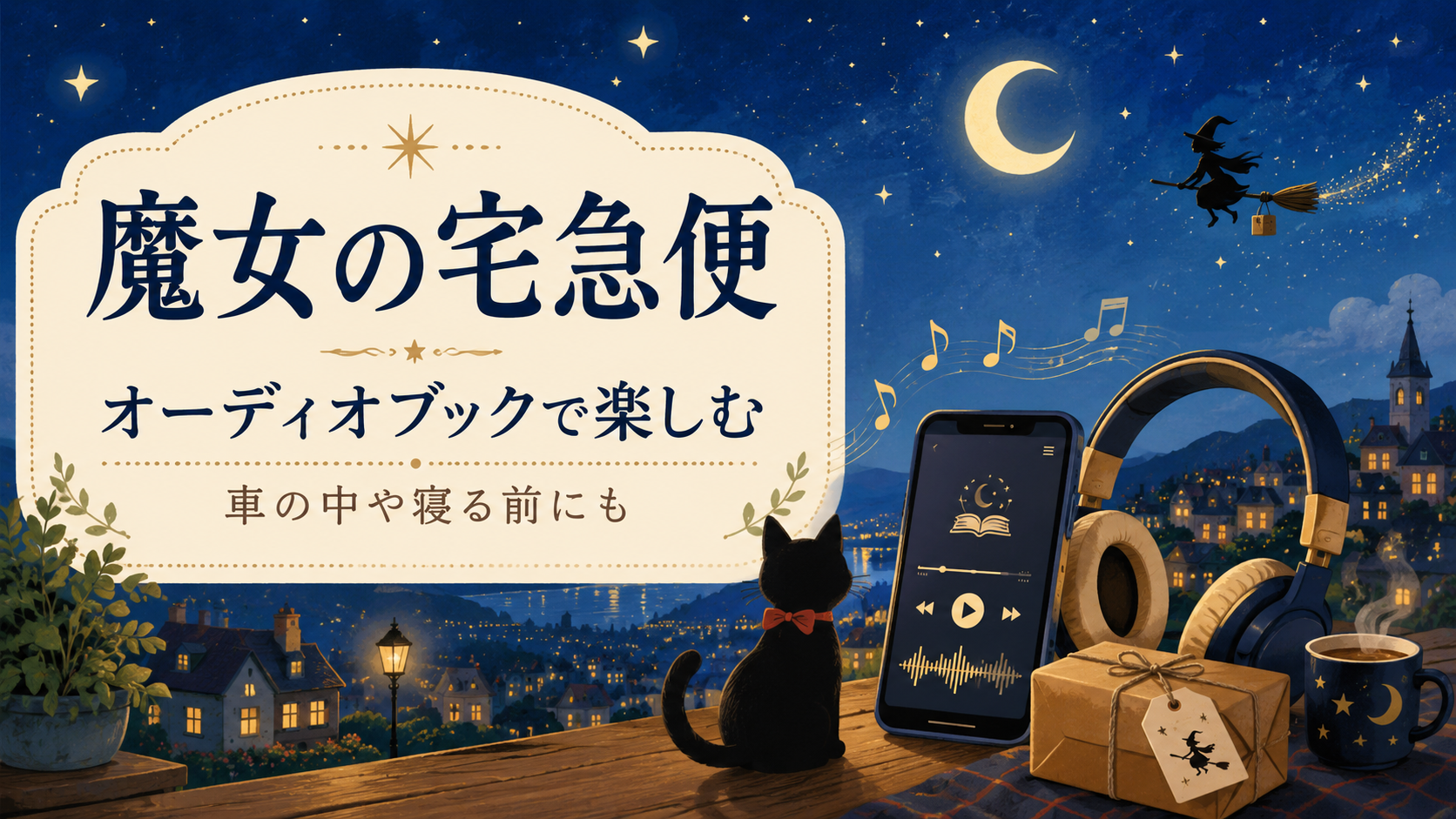 魔女の宅急便をオーディオブックで楽しむ夜空のアイキャッチ画像